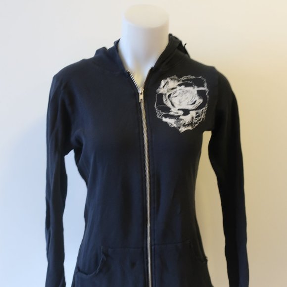 LAUREN MOSHI BLACK GRAPHIC ZIP UP SWEATSHIRT SZ L* - Picture 4 of 12